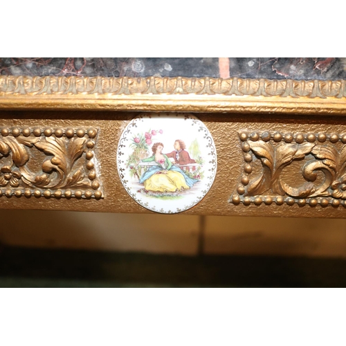 290 - Marble topped rectangular table with gilt gesso type base