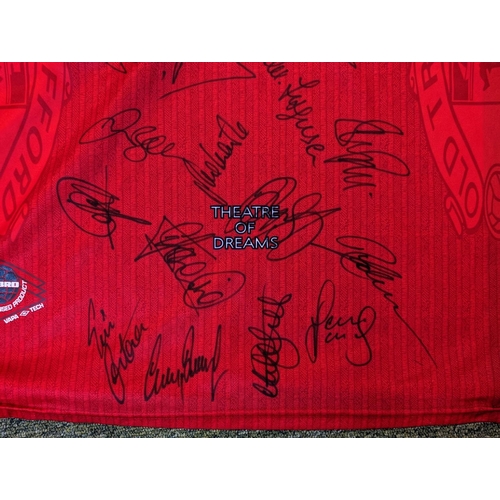 46 - Manchester United Umbro Shirt signed by the 1999 Treble winning squad Large Theatre of Dreams