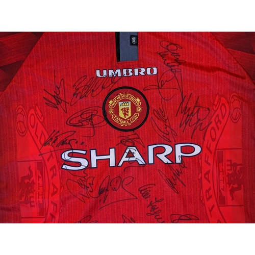 46 - Manchester United Umbro Shirt signed by the 1999 Treble winning squad Large Theatre of Dreams