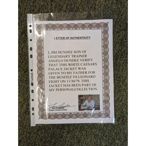 50 - Wilfred Benítez vs. Sugar Ray Leonard Fight jacket from Caesars Palace, November 30, 1979 Certificat... 