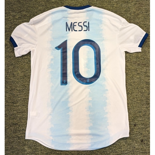 53 - Argentina Messi Match Worn Shirt Copa America 2019 Match Qatar X Argentina Authentic Conmebol Patche... 