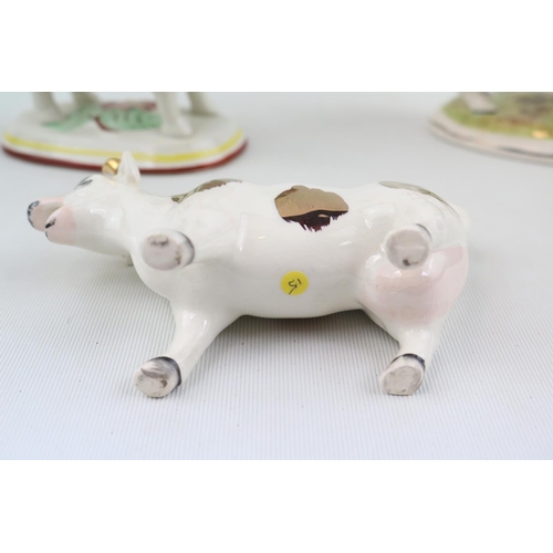 130 - Collection of 5 19thC and later Cow Creamers inc. a Pearlware example