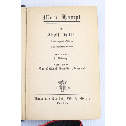 138 - Adolf Hitler Mein Kampf First and Second Volume published by Hurst & Blackett of London & Jackboot t... 