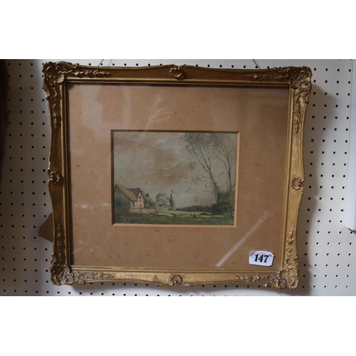 147 - George Mackley marked the backs at Holywell  mounted and gesso framed