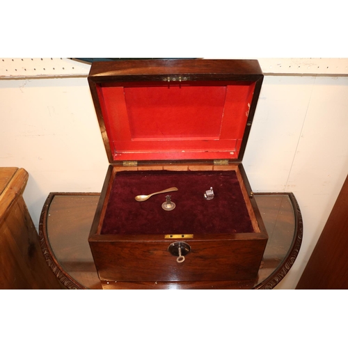 157 - 19thC Converted Rosewood veneered box with hidden drawer to base