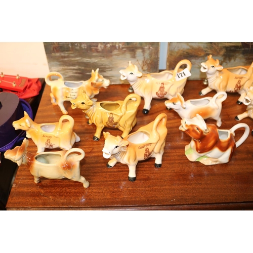 171 - Collection of 20thC Jersey, Guernsey and other cow Creamers (14)