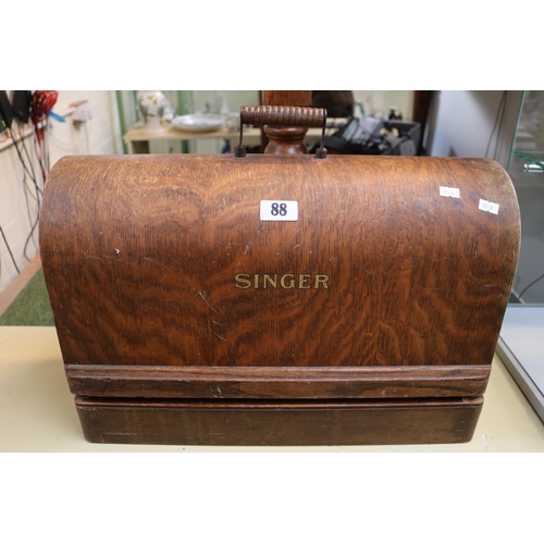 88 - Oak cased Singer Sewing machine