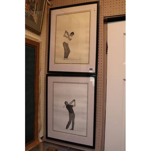 100 - D J Byrne 2 Framed Prints of Nick Faldo and Severiano Ballesteros Limited Edition