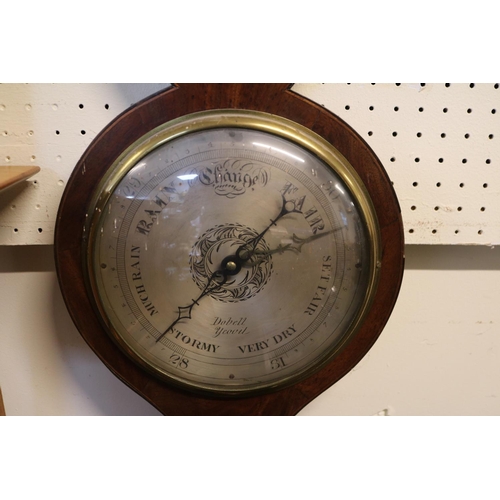 127 - 19thC Walnut Barometer by Dobell of Yeovil