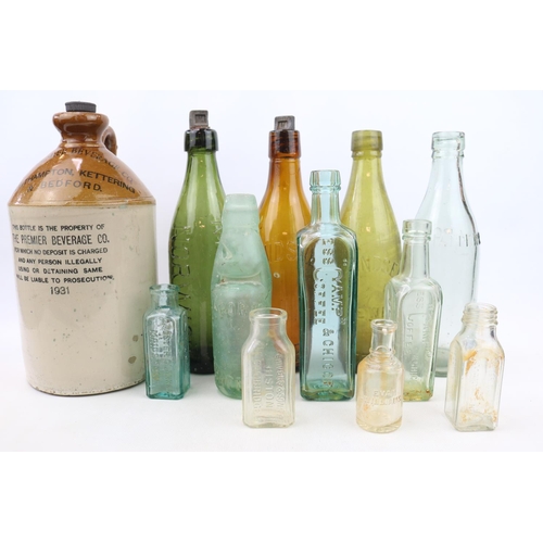 14 - Local Interest; Collection of Beer bottles and a 2 tone Flagon inc  Chatteris C S Lindsell, C Porter... 