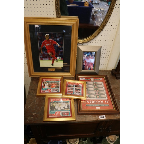 141 - Collection of Liverpool Football Club framed Stamps and Prints