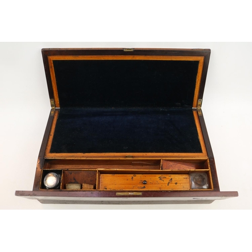 146 - Rosewood Veneered tabletop writing slope with Brass fittings