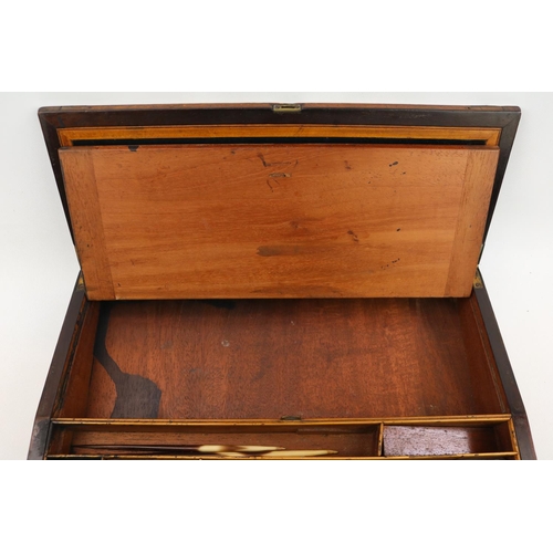 146 - Rosewood Veneered tabletop writing slope with Brass fittings