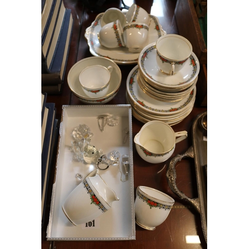 161 - Bell China Superior Transfer printed Tea Set and a collection of Swarovski Crystal