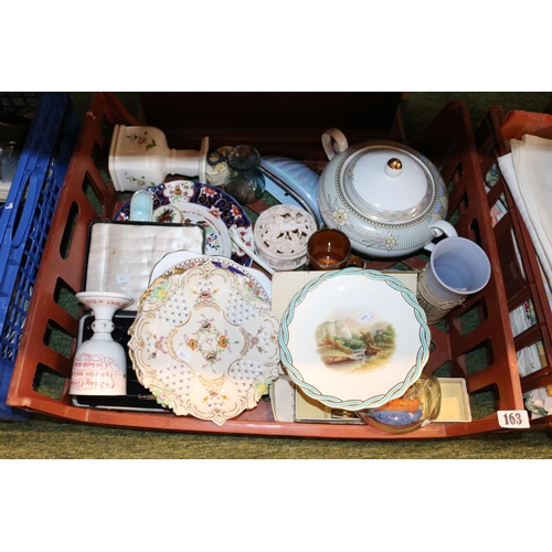 163 - Tray of assorted 19thC and later Ceramics Royal Doulton Second Day of Christmas, Prima, Ship in a Bo... 