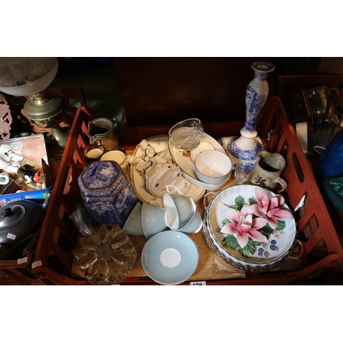 179 - Tray of assorted Ceramics inc. Spode Italian Candlestick, Ringtons Barrel etc