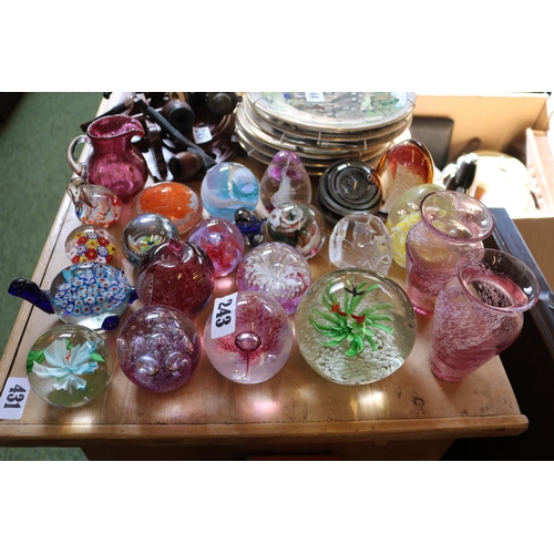 243 - Collection of assorted Glass Paperweights inc. Phoenican, TVG etc