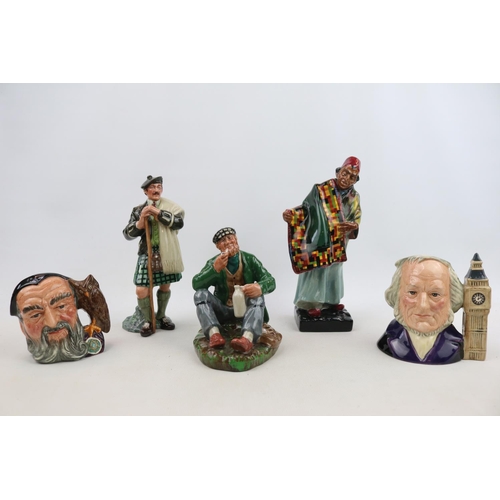 68 - Royal Doulton Carpet Seller HN 1464, The Laird HN 2361, The Wayfarer HN2362 and 2 Small Character Ju... 