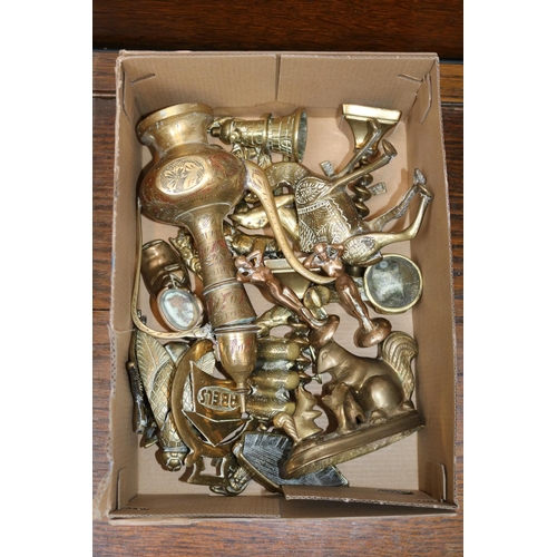 99 - Collection of assorted Small Brassware inc. Pair of Art Deco Nudes etc