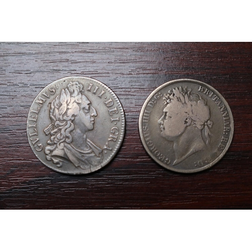 296 - 1696 Silver Crown and a 1821 Silver Crown