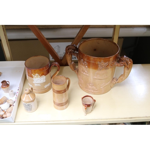 39 - Collection of Doulton two Tone Miniature Pottery including Jugs, Tankards, Ewers Flagon etc