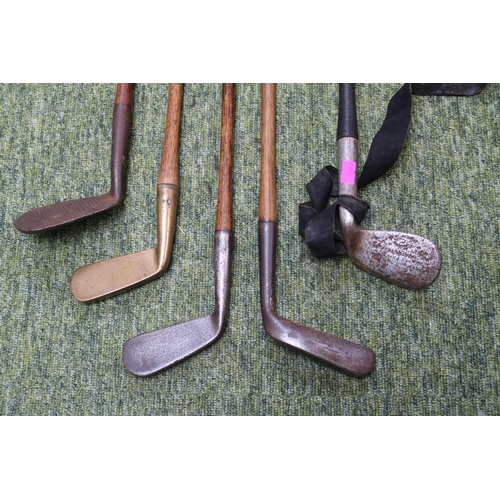 44 - Collection of Hickory Golf Clubs inc Anti Shank Club, Neil Mackay 1911, F R Johns etc