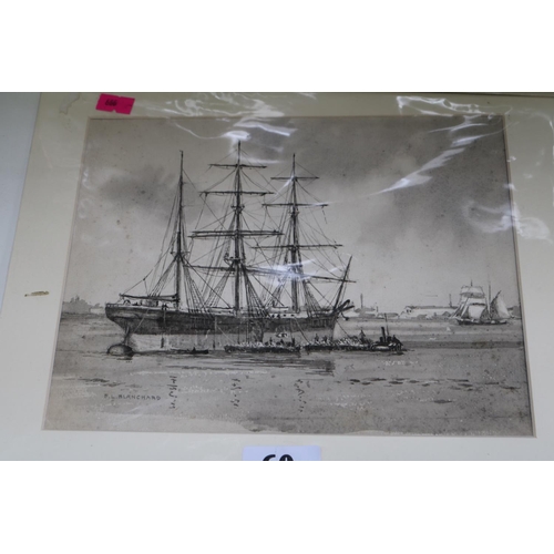 60 - F.L. BLANCHARD (19th/20th.C.) 2 Maritime watercolours