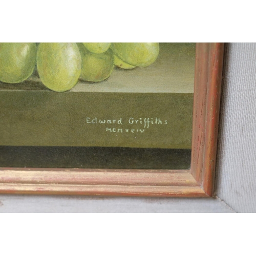 85 - Edward Griffiths 1994 Still Life of Grapes Oil on board framed