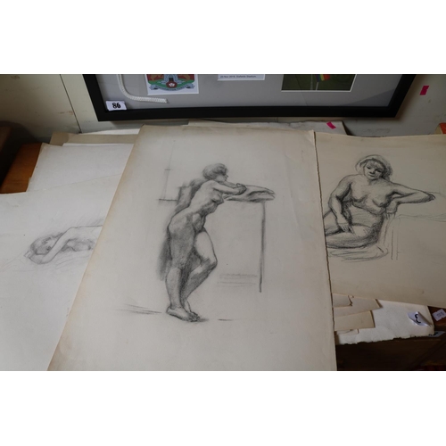 88 - Folio of assorted renaissance ink sketch, Nude life studies etc