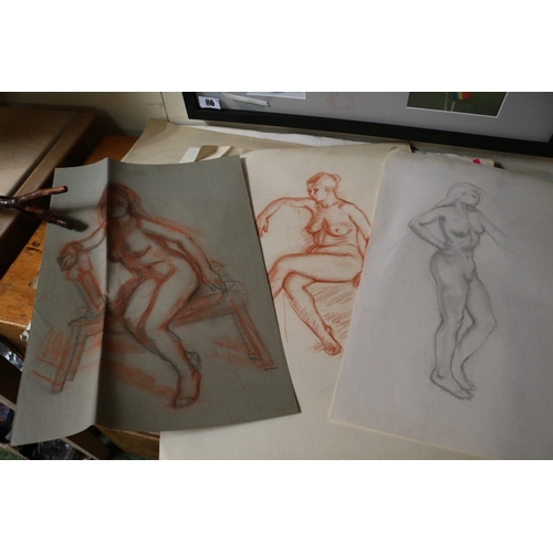 88 - Folio of assorted renaissance ink sketch, Nude life studies etc