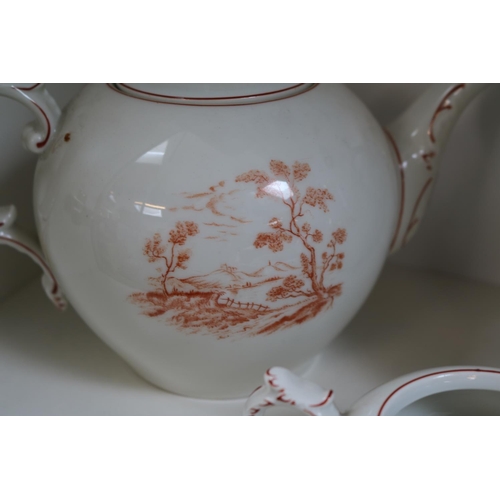 64 - Furstenberg Tea Set tea with rose knops and scenic decoration marks to base