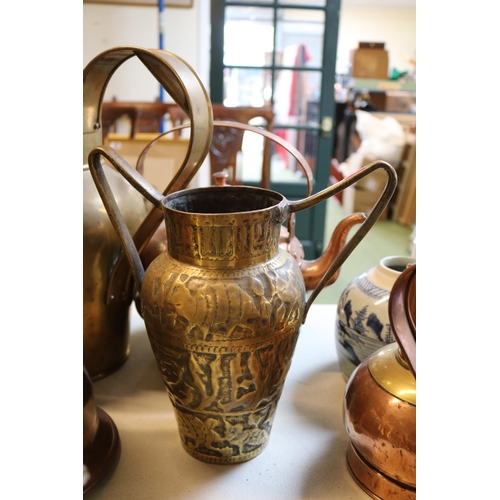 100 - Collection of assorted Brass and Copper Jugs and Kettles