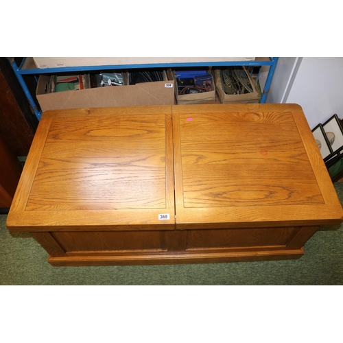 331 - Good quality Oak coffee table with ottoman interior