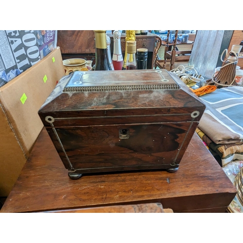 119 - 19thC Rosewood Tea Caddy, Anglo Indian Jewellery box and assorted boxes