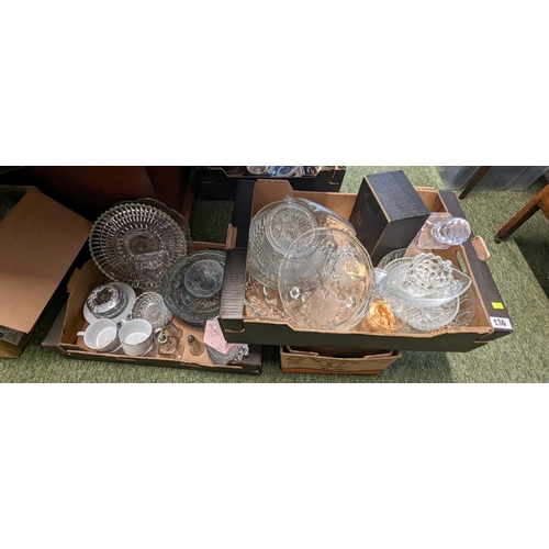 136 - 2 Boxes of assorted 20thC Glassware and ceramics