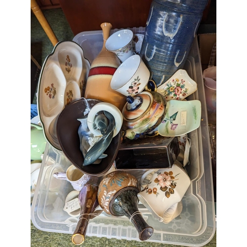 154 - 2 Boxes of assorted Pottery and Glassware inc. Doulton Poole etc