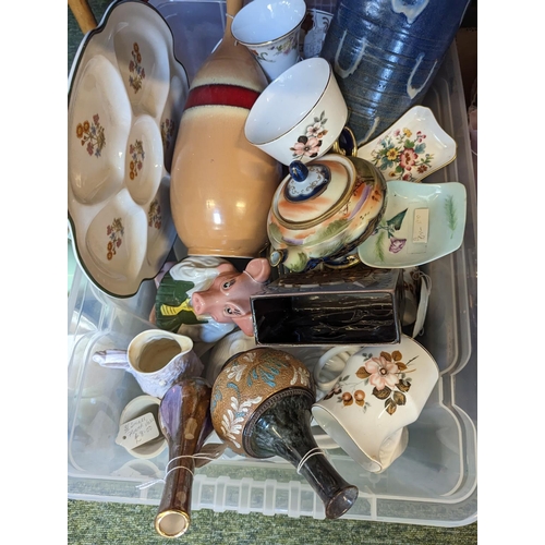 154 - 2 Boxes of assorted Pottery and Glassware inc. Doulton Poole etc