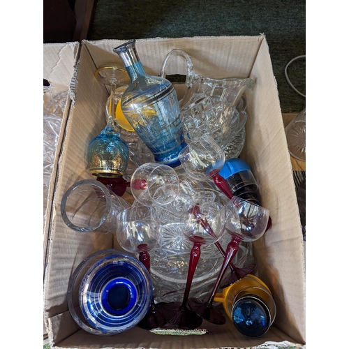 157 - 2 Boxes of assorted 1950s and later Glassware