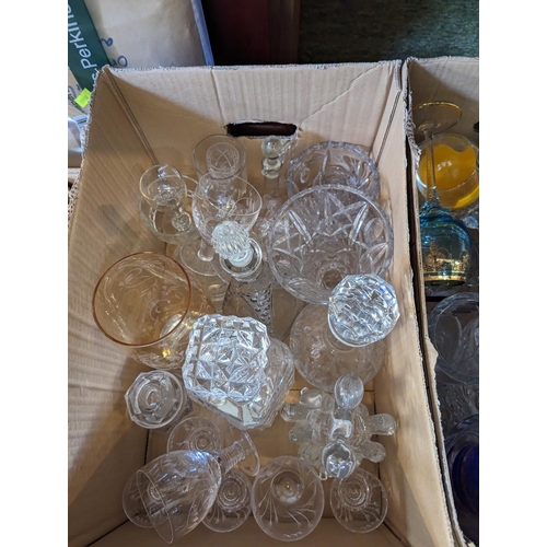 157 - 2 Boxes of assorted 1950s and later Glassware