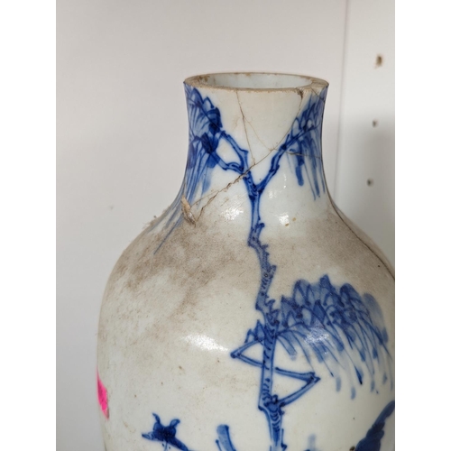 2 - Collection of 19thC Antique Chinese ceramics and Cloisonné inc Blue and White 4 character vase Drago... 