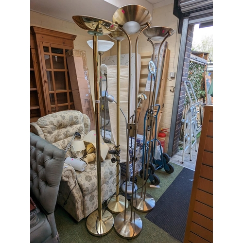 315 - 4 Brass and metal standard Lamps