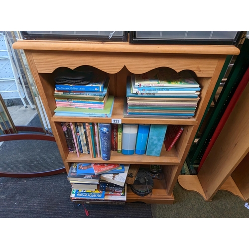 321 - Pine bookcase with assorted books