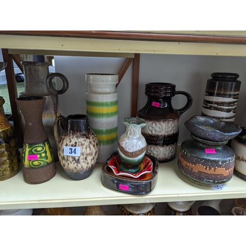 34 - Collection of 1960s and 70s Mid Century West German and European vases and pottery