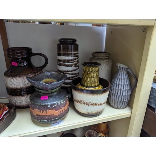 34 - Collection of 1960s and 70s Mid Century West German and European vases and pottery