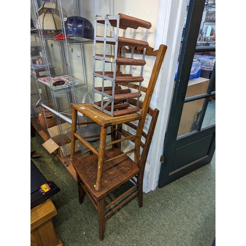 345 - 2 Antique chairs and a Wine rack