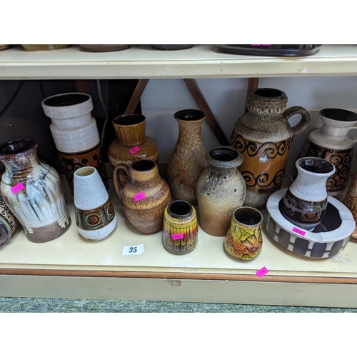 35 - Collection of 1960s and 70s Mid Century West German and European vases and pottery