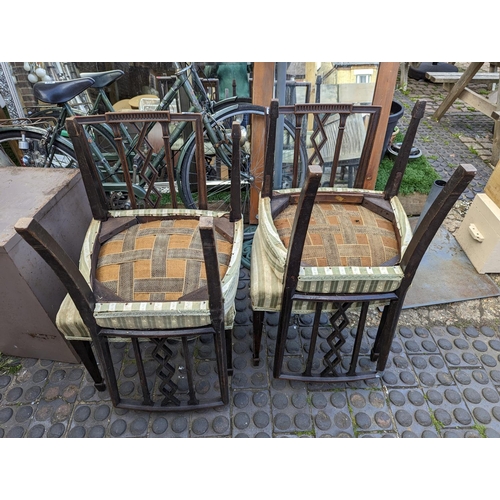 351 - Set of 4 19thC Mahogany framed dining chairs with upholstered seats