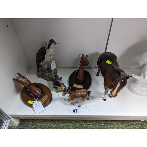 67 - Collection of assorted Beswick figures inc. Horses, Beneagles whisky etc