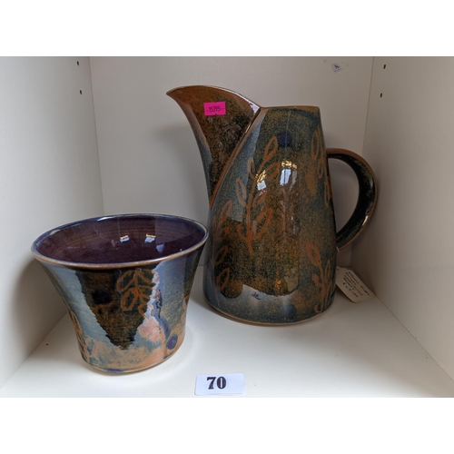 70 - Dartington Art Pottery Jug and matching bowl