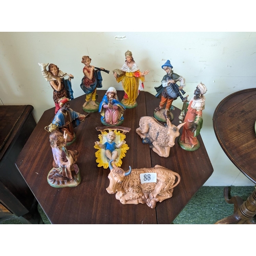 88 - Vintage Nativity scene in cast plastic